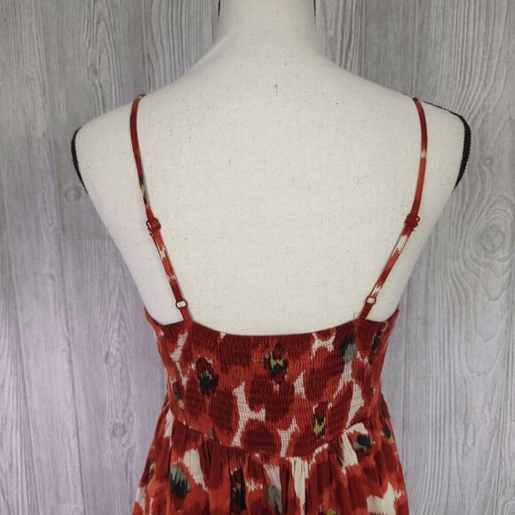 Elle Women's Medium Red Orange Spaghetti Strap Maxi Dress Gown Sundress - Picture 4 of 8
